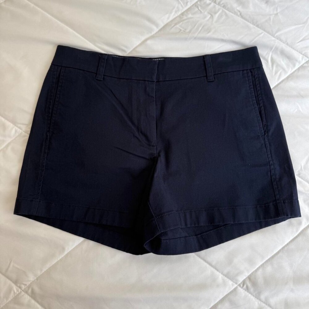 J. Crew 4" Stretch Chino Short Mid-Rise Size 8 Navy - Picture 2 of 4